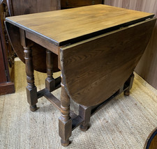 Solid Oak Drop Leaf Dining Table Gate Leg, Folding Oval Dining Table 