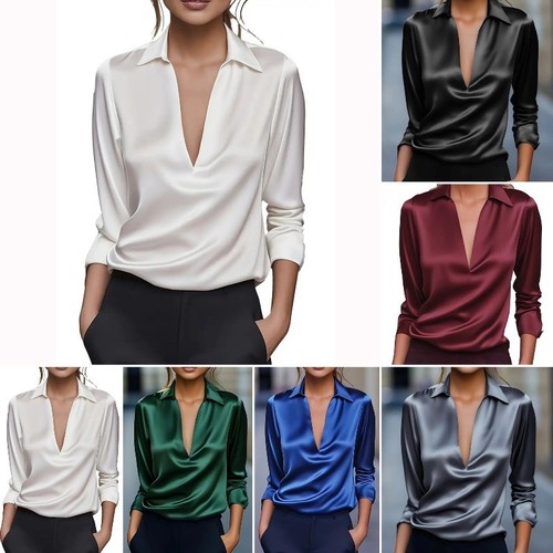 Ladies work satin silk blouse - ladies,