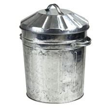 15 L Home Garden Indoor Outdoor Steel Galvanised Metal Kitchen Dustbin With Hand