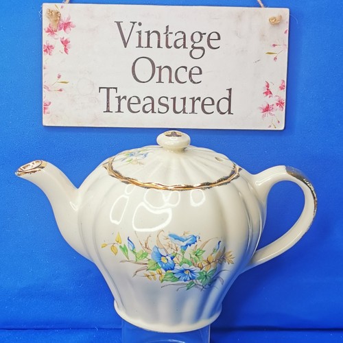 Blue floral teapot vintage - floral,