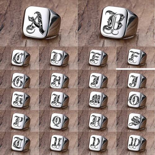 Royal initial signet ring men - signet,