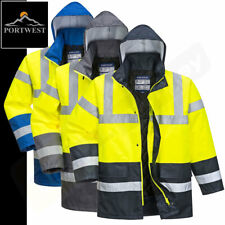 Portwest Hi Vis Waterproof Jacket - Hi Viz Lined Traffic Yellow Safety Coat S466