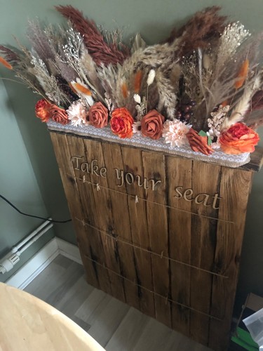 Wooden wedding seating - wooden, sign