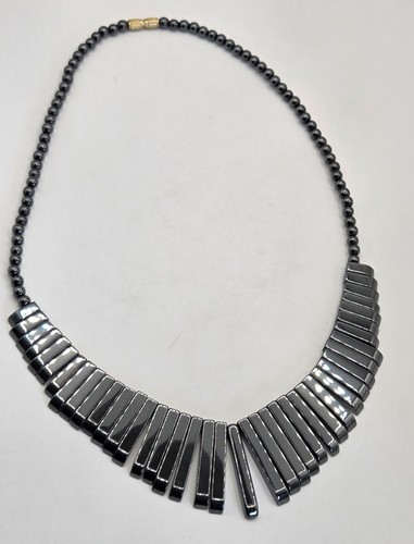 Vintage hematite stone - hematite, beaded