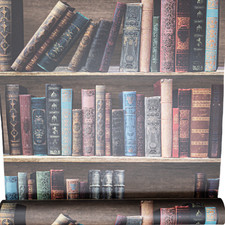 Library Books Mutli Wallpaper 3D Realistic Effect Retro Classic Book Shelves