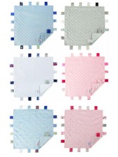 Baby Comforter Tags Security Blanket Bubble Heart Stars Boys Girls Taggie