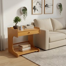 1 Drawer Mobile Bamboo Bedroom Bedside Cabinet Furniture Storage Nightstand