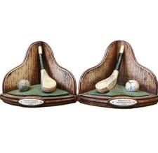 Vintage Golf Theme Bookends McEwen Club/Phillips Club Gutta Ball + Feathery Ball