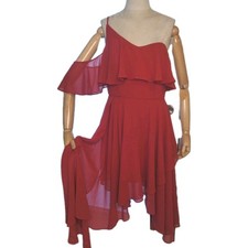 Keepsake The Label Women's Red Dress Party Asymmetrical Ruffle Wedding Sz M