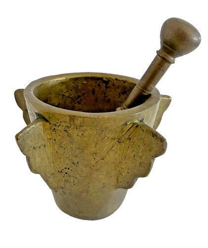 Antique mortar and pestle - and,