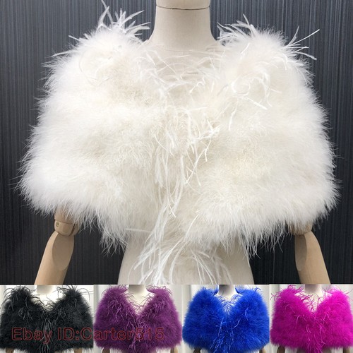 Lady ostrich feather fur shawl - ostrich,