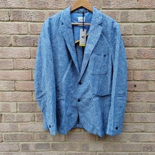 Camel Active Men's Linen Blend Blazer Size 56 Slim Fit Blue 444135 Jacket