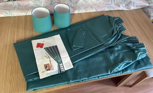 Teal faux silk - teal, curtains,