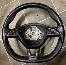 SKODA OCTAVIA VRS 2013-2017 RED STITCH FLAT BOTTOM STEERING WHEEL 5E0419091AP