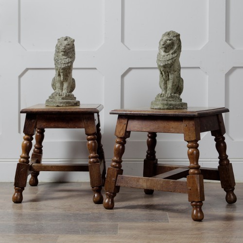 Pair vintage concrete lions - pair,