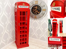 Drinks Cabinet Wine and Glasses  Rack Drinks Bar Telephone Box Style Bar in Red