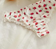 🍒Cherry Print Frilly satin