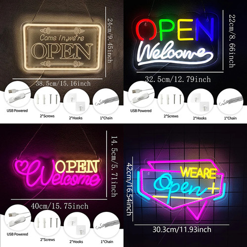 Led shop open neon sign - neon,