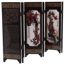 Antique Folding Screen Divider Chinese Style Home Decor Wooden Tabletop Screen