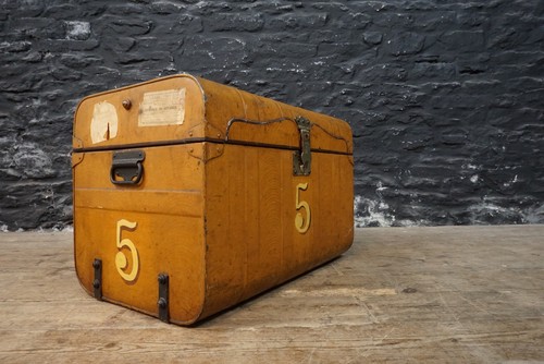 Antique tin steamer - tin, trunk