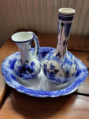 Delft jug and vase - and,