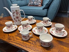 1960's / 1970's - JG Meakin Studio Pottery Coffee Set - Pink Floral Filigree