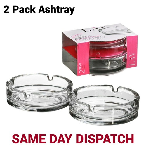 2pc round glass ashtray - glass,