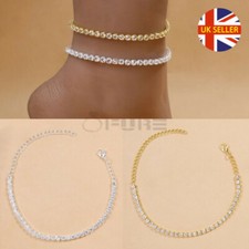 Fashion Ankle Bracelet Women 925 Sterling Silver Anklet CZ Crystal Tennis Stone