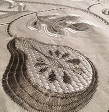 2.2 meters x JANE CHURCHILL "Santana" embroidered fabric exotic fruits Beige