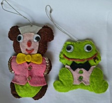 Vtg Handmade Felt Teddy Bear &