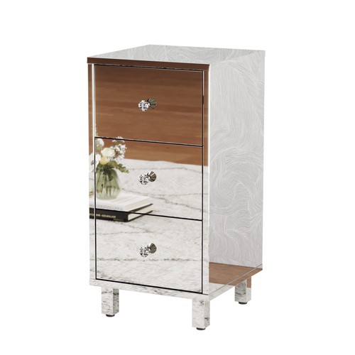 Mirrored bedside table cabinet - mirrored,
