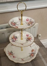 Royal Crown Derby Bone China 3 Tier Cake Stand Posies Pattern