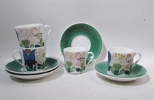 Midcentury Gustavsberg Sweden Tahiti Stig Lindberg 4 Cups & Saucer Rare