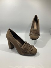 GRACELAND size 39 / 6 brown faux suede fringe & gem embellished front shoes