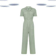 Ex Women’s Jumpsuit - Petite Size Utility Jumpsuit Washed Green (Defect)