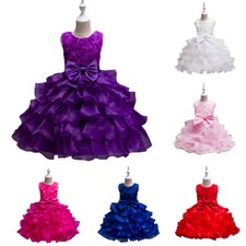 Wedding Party Flower Girls Dress Bridesmaid Pageant Princess Tutu Dresses Gown