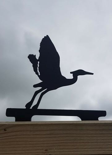 Metal heron fence post topper - heron,