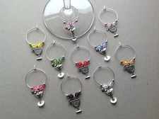 Handmade Set of 6/8/10/12 Cocktail Gin Wine Glass Charms, hen, birthday party