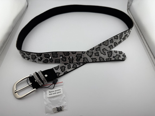 Black white diamante leopard - black, &