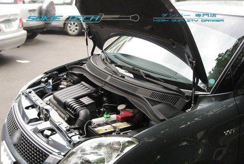 Black strut bonnet lift - black, shock