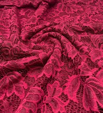 Burgundy Floral Lace Fabric Stretch