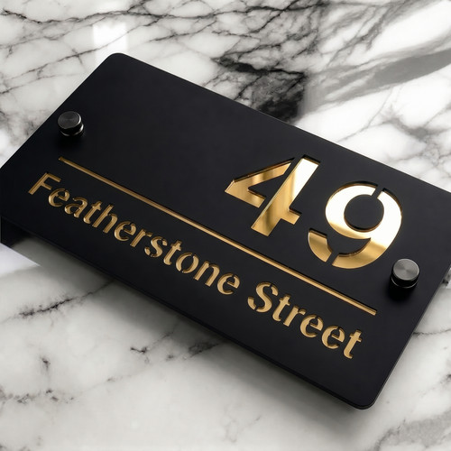 Modern laser cut door - cut, address