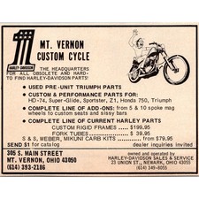 Mt. Vernon Custom Cycle Triumph Parts Mt. Vernon OH 1976 Chopper Ad SAH9-H2