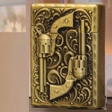 ✅Free Name Engrave ✅Christmas ✅Brass Jet Fire GAS lighter✅ lighter Military✅#253