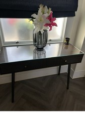 Dora Console Table Walnut Brown With Glass Top