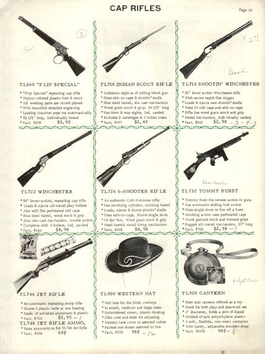1962 paper toy cap gun - paper,