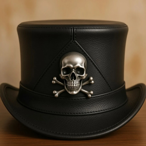Black genuine leather skull - genuine,