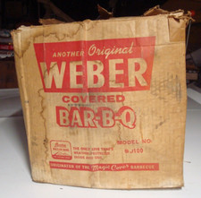 Vintage 50's 60's Weber Smokey Joe sj100 BBQ Kettle Camping Picnic Grill in Box