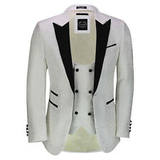 Men’s Floral Jacquard Print Tuxedo Jacket Smart Tailored Fit Blazer & Waistcoat