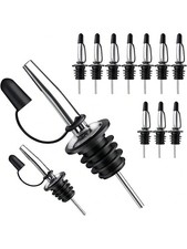 12x Stainless Steel Liquor Spirit Wine Bottle Pourer Free Flow Spout Dispenser U